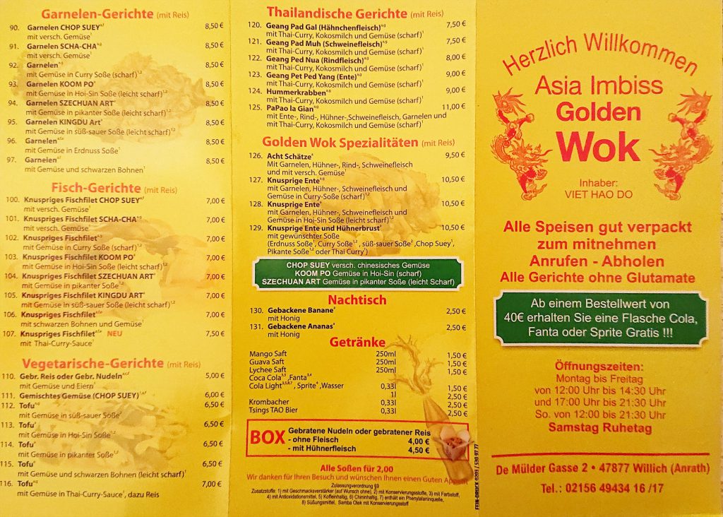 Speisekarte Golden Wok in Anrath Seite 1